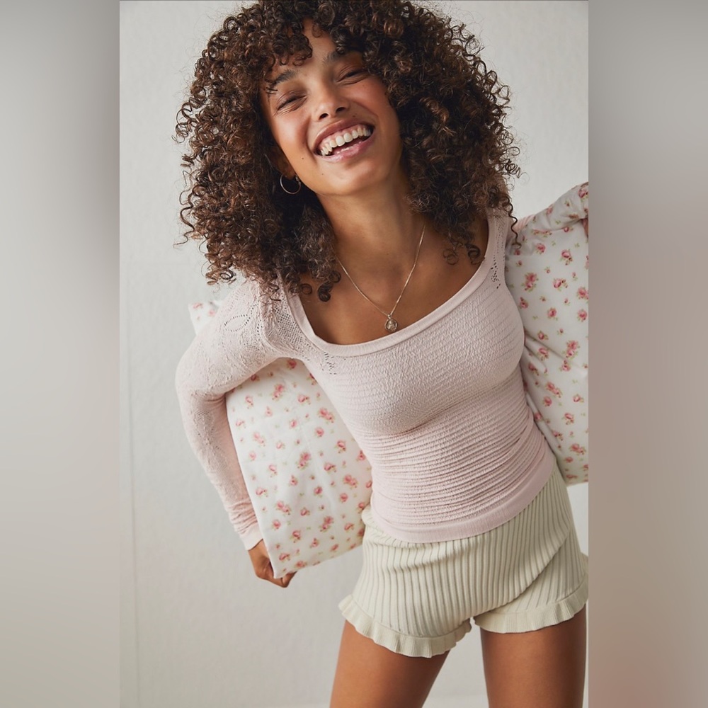NWT Free People So Many Likes Long Sleeve in Pink Lotus